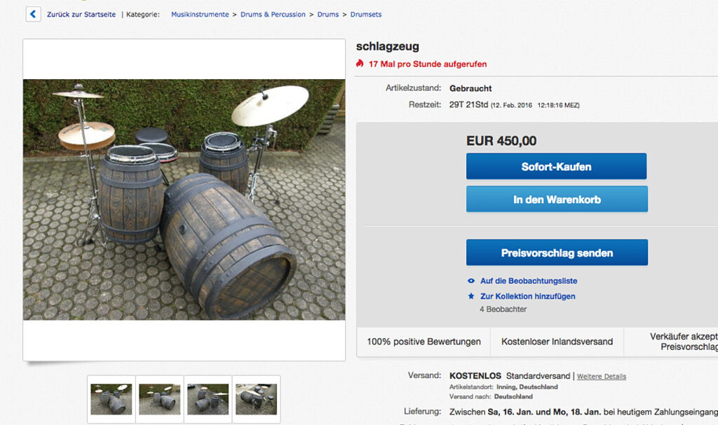 Bild: Screenshot Ebay Auktion von edelholz*direkt