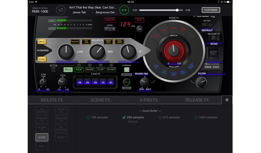 RMX 1000 für iPad Audioeinstellungen