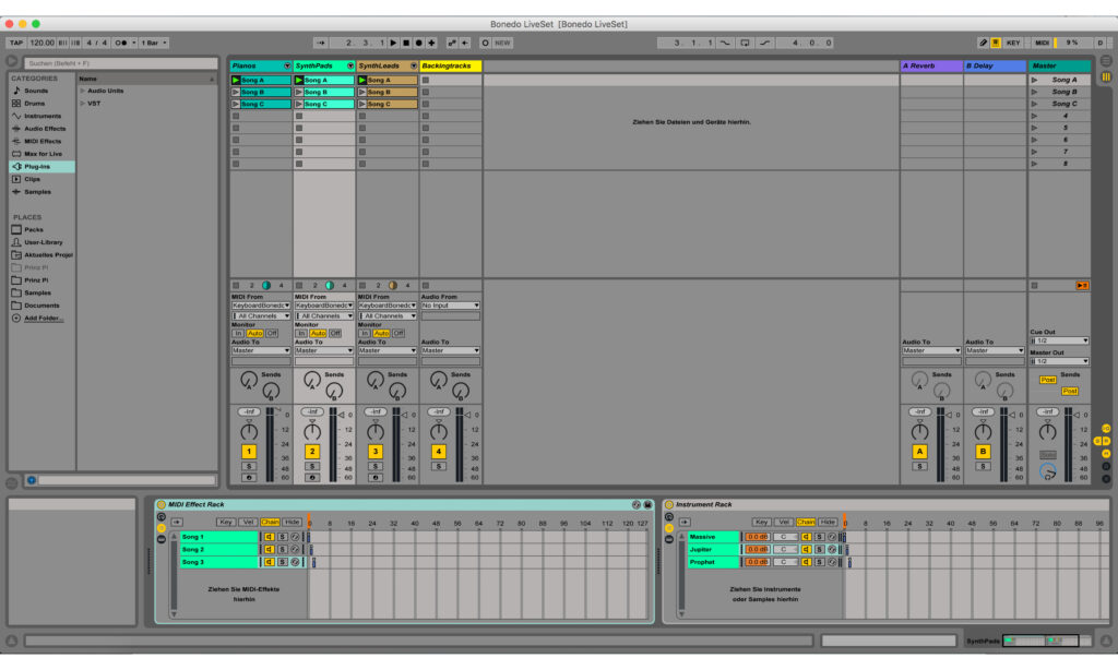 Vorschlag zum Umschalten von Song-Setups: Ableton Live als "Rack"