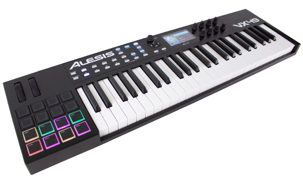 Das Alesis VX49 ist hochwertig verarbeitetes USB/MIDI-Controller-Keyboard mit vielen programmierbaren Bedienelementen.