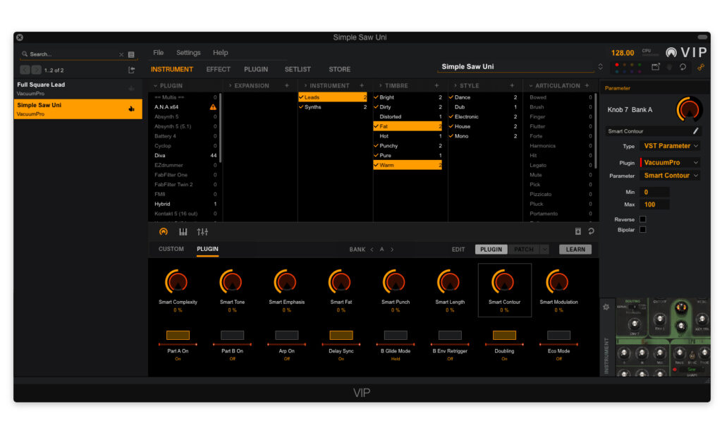 Die Software-Schnittstelle VIP ermöglicht das Browsen, Tweaken und Layern von VST-Plug-ins.