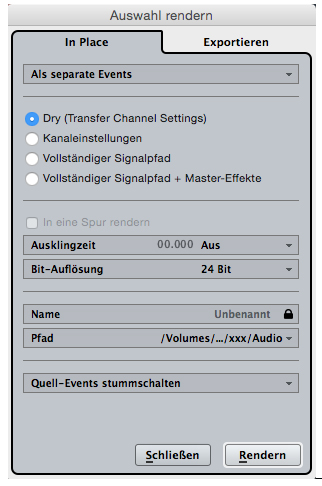 Render in Place vereinfacht den Workflow und unterstützt den Nutzer beim Bouncen oder Exportieren von Stems oder Einzelspuren.