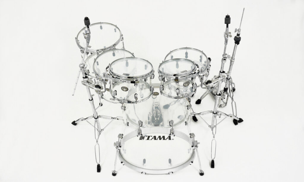 Endlich sieht man mal was vom Drummer: Das Tama Silverstar Mirage Drumkit.