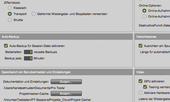 Um Projekte nicht auf der System-Festplatte/SSD zu cachen, empfiehlt es sich, die Voreinstellung entsprechend zu ändern.