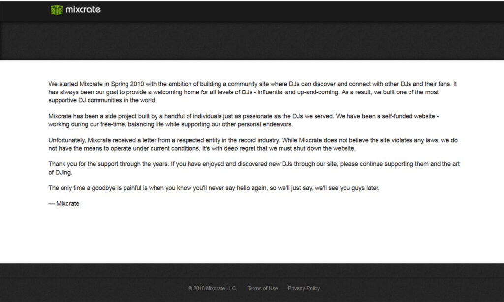 Schluss mit Streaming: Mixcrate streicht die Segel. (Bild: mixcrate.com)