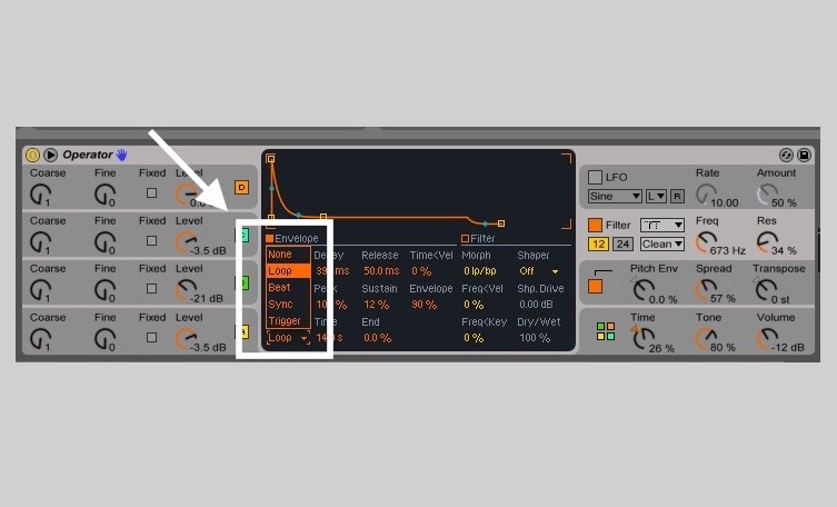 Loop, Beat, Sync und Trigger Synchronisationen stehen zur Verfügung.