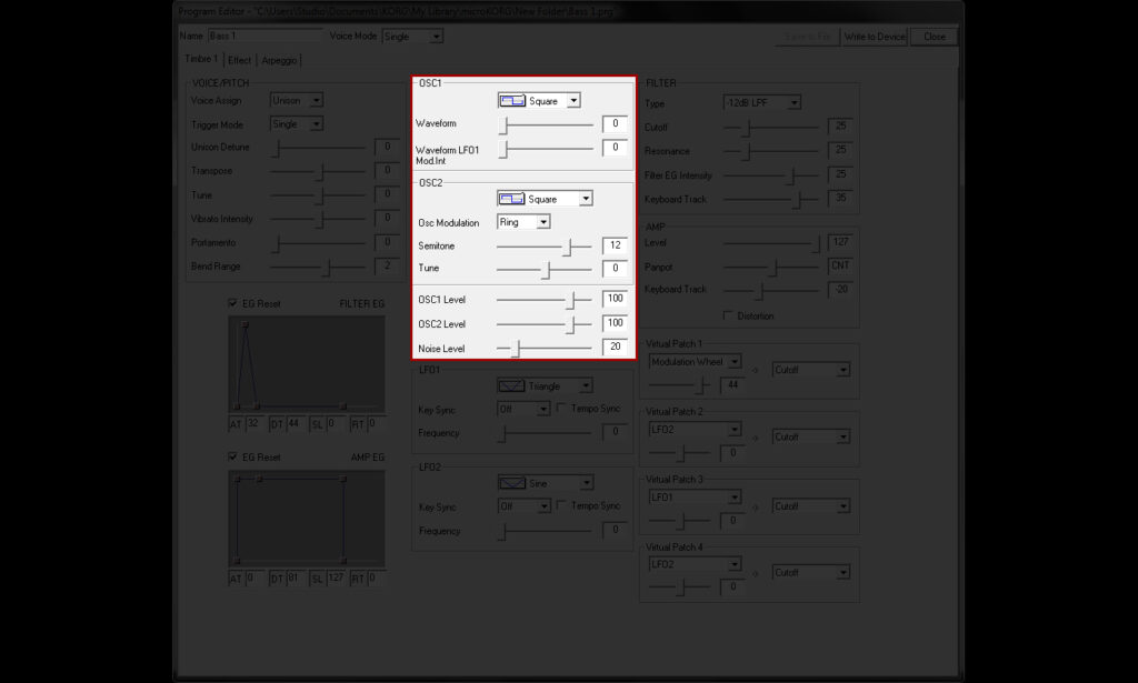 micoKORG - Bass 1 - Timbre1 - OSC