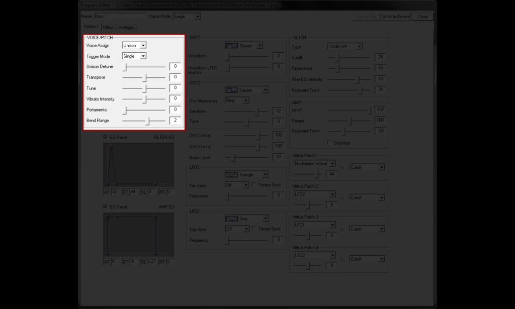 micoKORG - Bass 1 - Timbre1 - Voice/Pitch