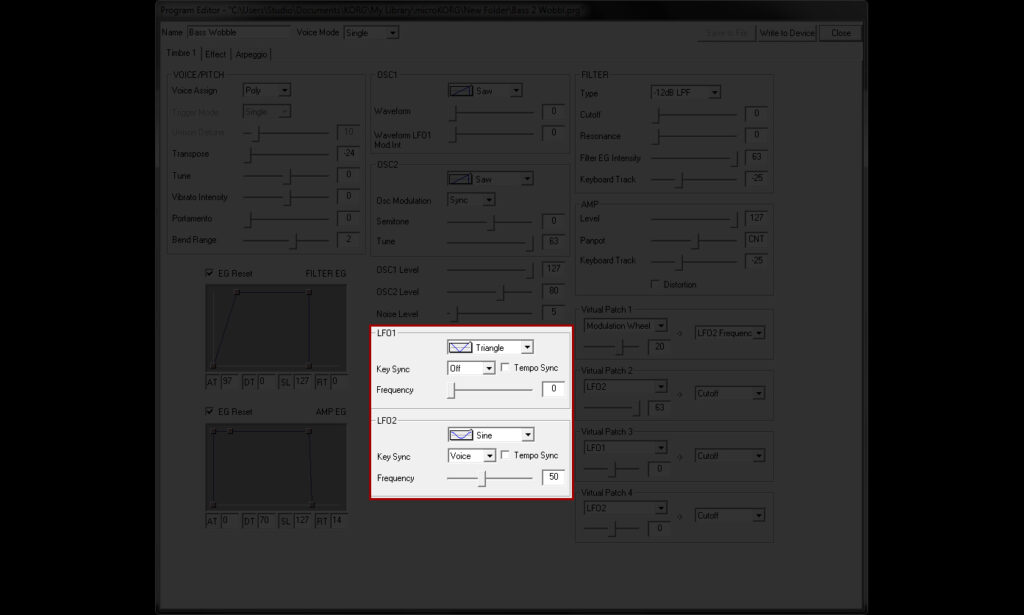 micoKORG - Bass Wobble - Timbre1 - LFO