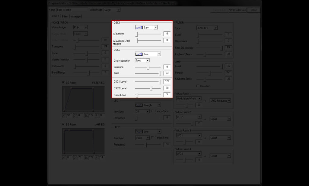 micoKORG - Bass Wobble - Timbre1 - OSC