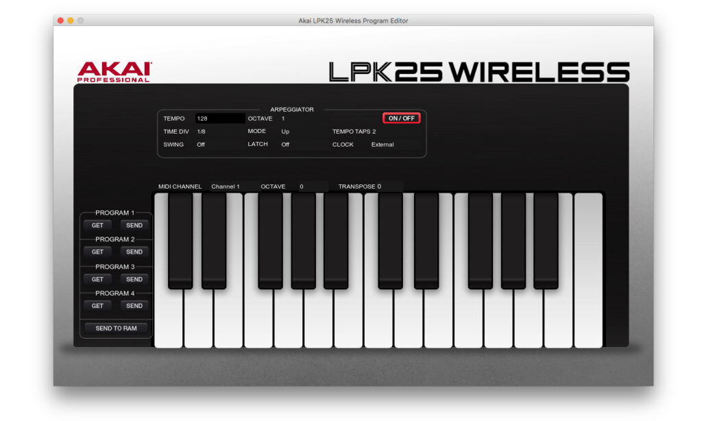 Zur Konfiguriation des LPK25 und LPD8 Wireless bietet AKAI entsprechende Editoren zum Download an.