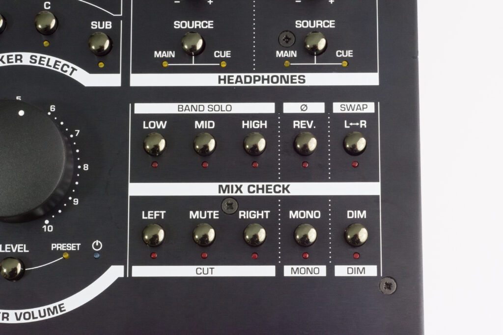 Ein Highlight des Drawmer-Controllers ist die zehn Funktionen umfassende Mix-Check-Sektion.