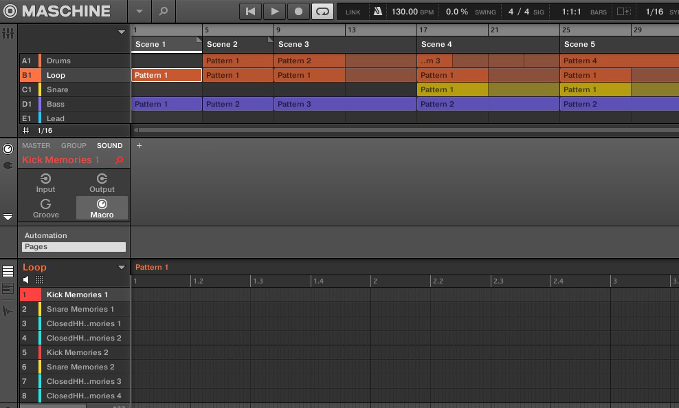 Song-Arrangement in Maschine Software