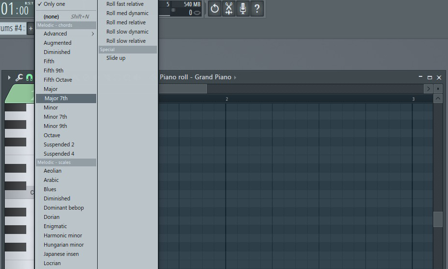 FL Studio hält eine ganze Reihe Tonarten und Akkorde bereit, um immer die richtigen Töne zu programmieren.