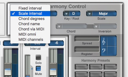 In der Harmony-Control-Sektion können die Voices vorgegebenen Skalen und Akkorden zugewiesen werden.