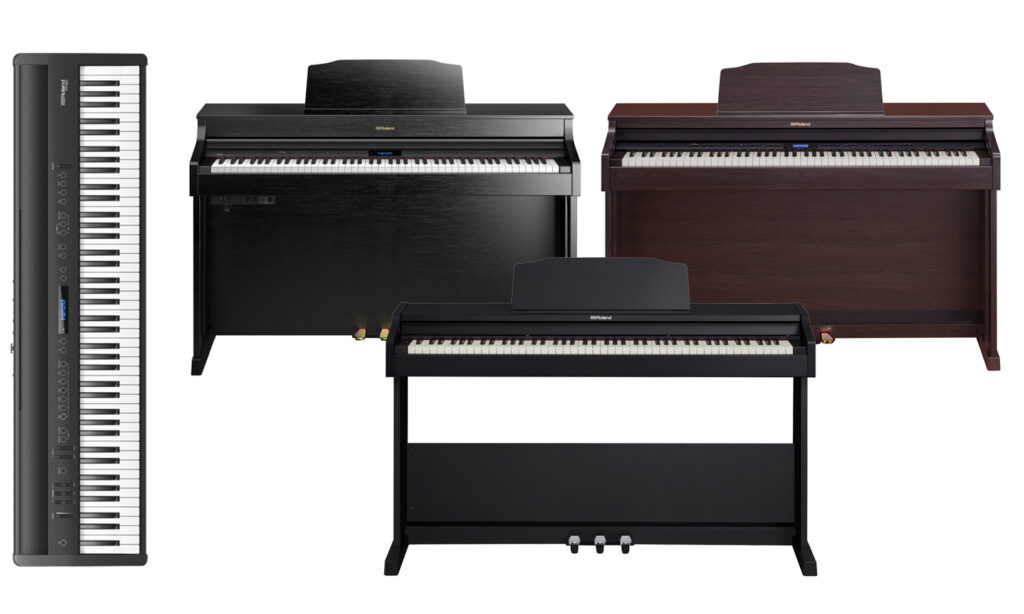 Roland Digitalpianos HP603A, HP601, RP102 & FP-60. (Foto: Roland)