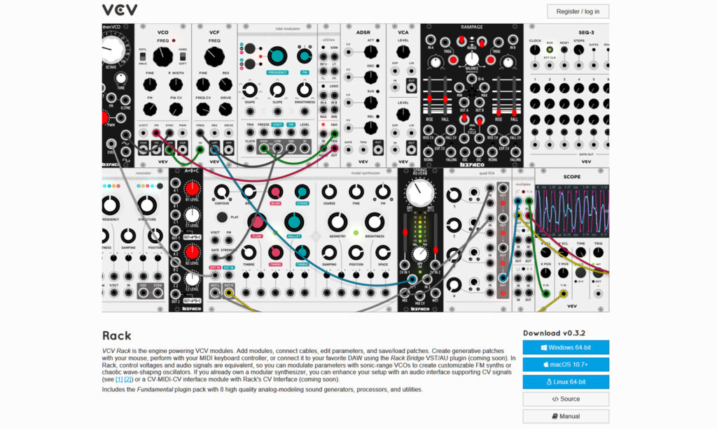 (Screenshot: Electronic Beats) VCV Rack, virtueller Synthesizer mit 30 Modulen.