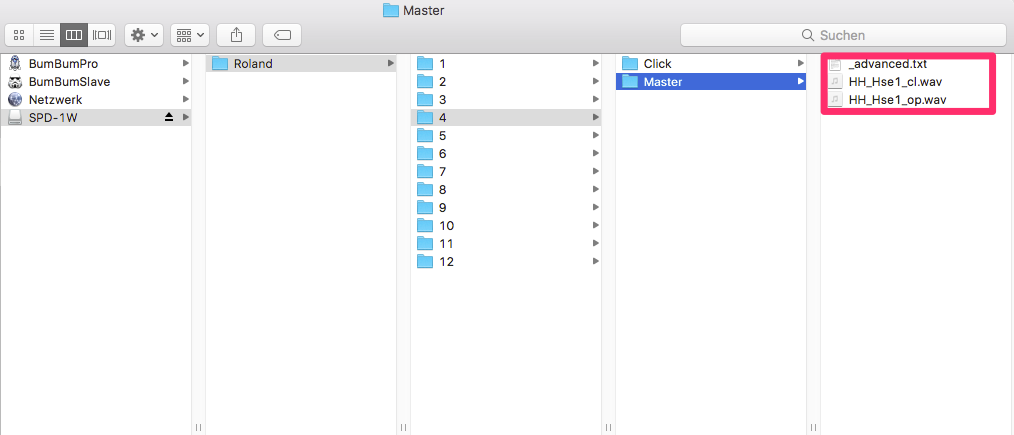 Die Samples liegen in den Ordnern „Click“ und „Master“.