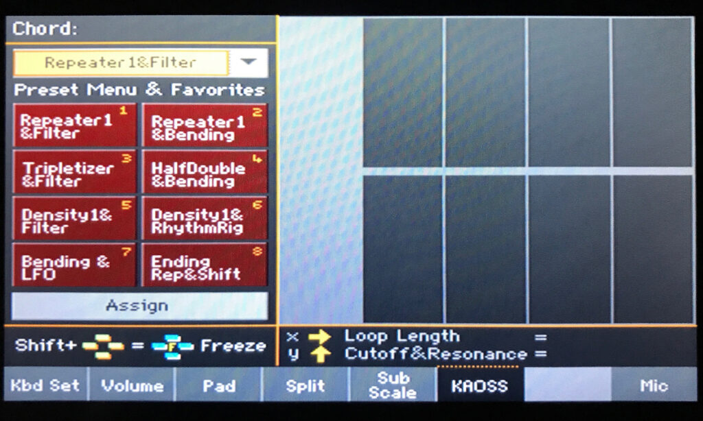 Die KAOSS-Funktion "Ready-to-Go". Displaydarstellung im Korg Pa4X Musikant. (Foto: Jürgen Sartorius)