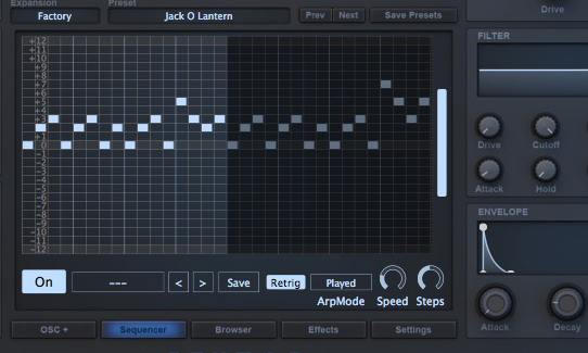 Der Sequencer verfügt über viele Presets.