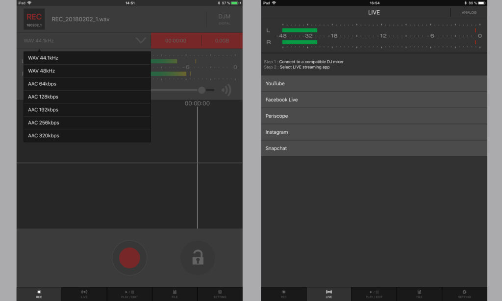 Pioneer DJ DJM-Rec: Recording und Live Broadcasting via App