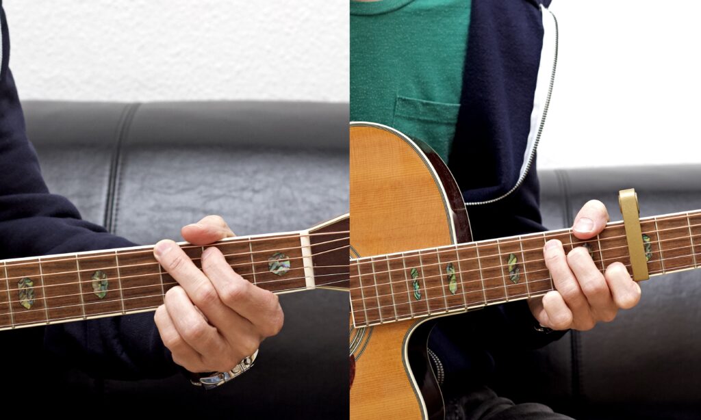 Beim Einsatz von zwei Gitarren ist der Kapodaster für breit wirkende Akkordbegleitungen absolut zu empfehlen.