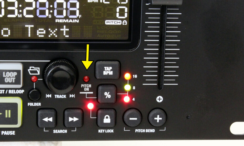 Hält man die Prozent-Taste länger gedrückt, wird die Pitch-Funktion deaktiviert.
