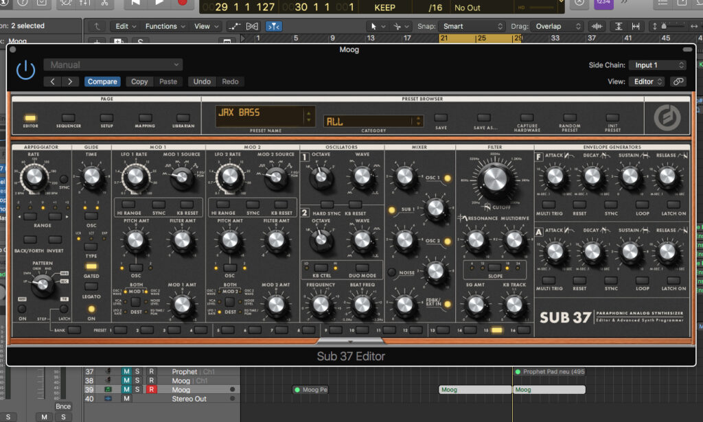 Der Bass im Moog Sub 37 Editor