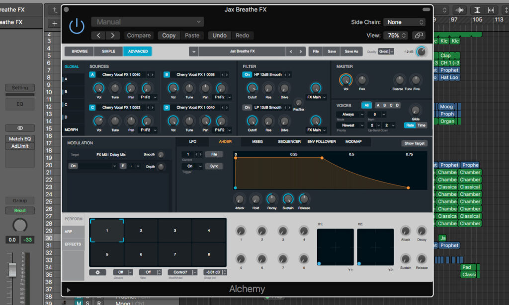 Der Atem-Sound stammt aus dem Logic-Synth Alchemy.