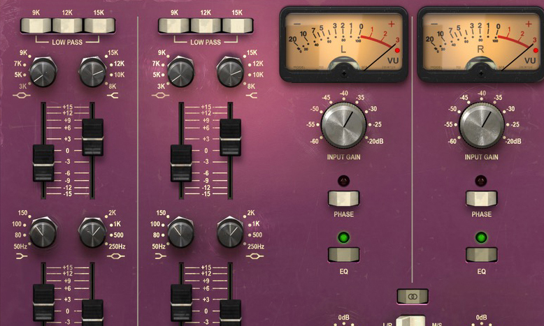 Dass das Vorbild des Plug-ins ursprünglich in einer Mischkonsole verbaut war, ist an den Fadern unschwer zu erkennen, mit denen der Gain des EQs geregelt wird.