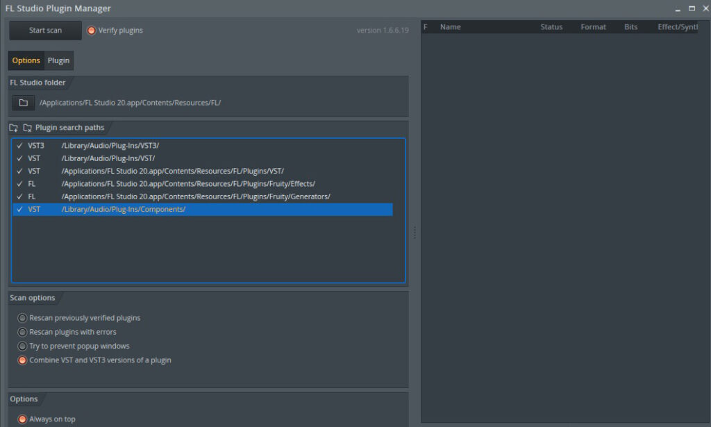 Im Plug-in-Manager lassen sich Ordner hinzufügen und nach VST- und AU-Plug-ins durchsuchen.