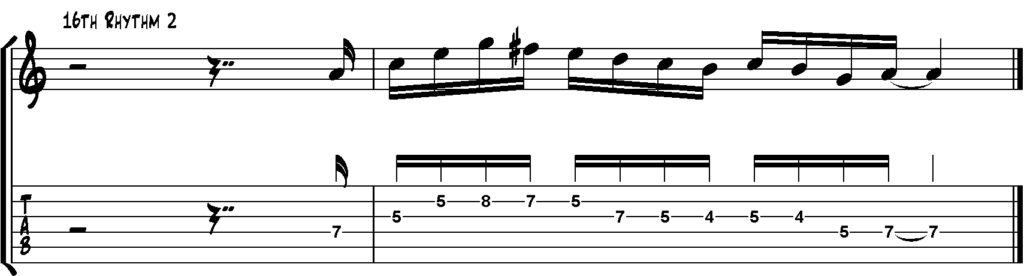 Rhythmic Displacement auf die vierte 16tel