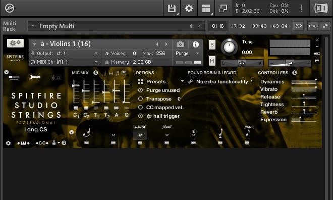 Das Interface der Studio Strings Professional