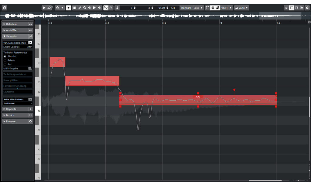 Neu hinzugekommen bei VariAudio in Cubase Pro 10: Die Smart-Controls, die man auch schon vom Midi-Editor und den Automationsdaten her kennt.