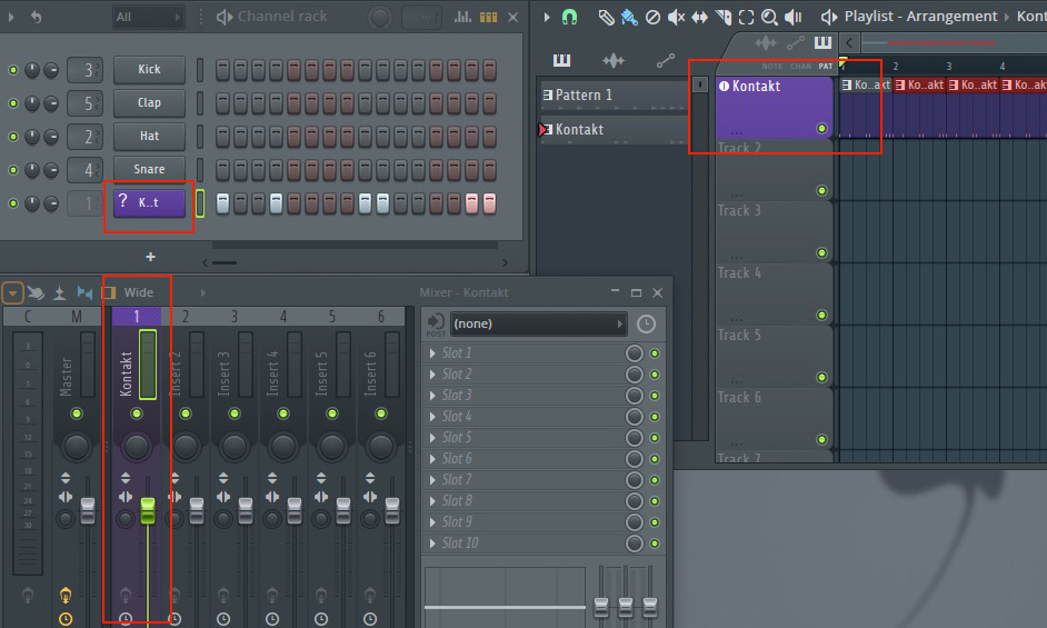Instrument-Plugins lassen sich im neuen Track Mode in eine Playlist-Spur laden, woraufhin sie automatisch mit einem Kanal im Channel Rack und Mixer verknüpft sind.
