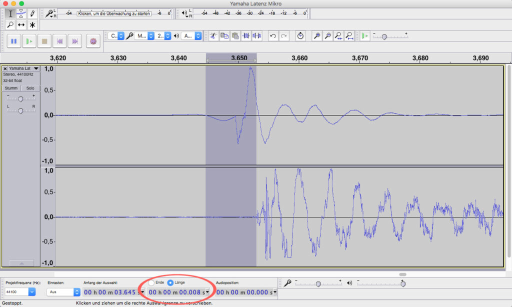 Die Latenz des DTX Moduls in grafischer Darstellung.