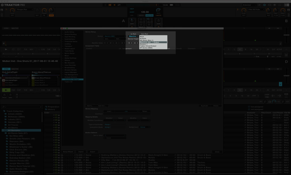 Im Controller Manager werden die MIDI-Geräte selektiert und die Befehle programmiert