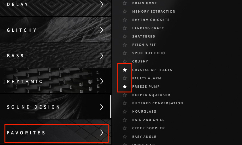 Im Browser lassen sich Lieblings-Presets markieren, die dann in einer Favoritenkategorie auffindbar sind. Die Kategorien lassen bereits erahnen, für welches Ausgangsmaterial sich Portal eignet.