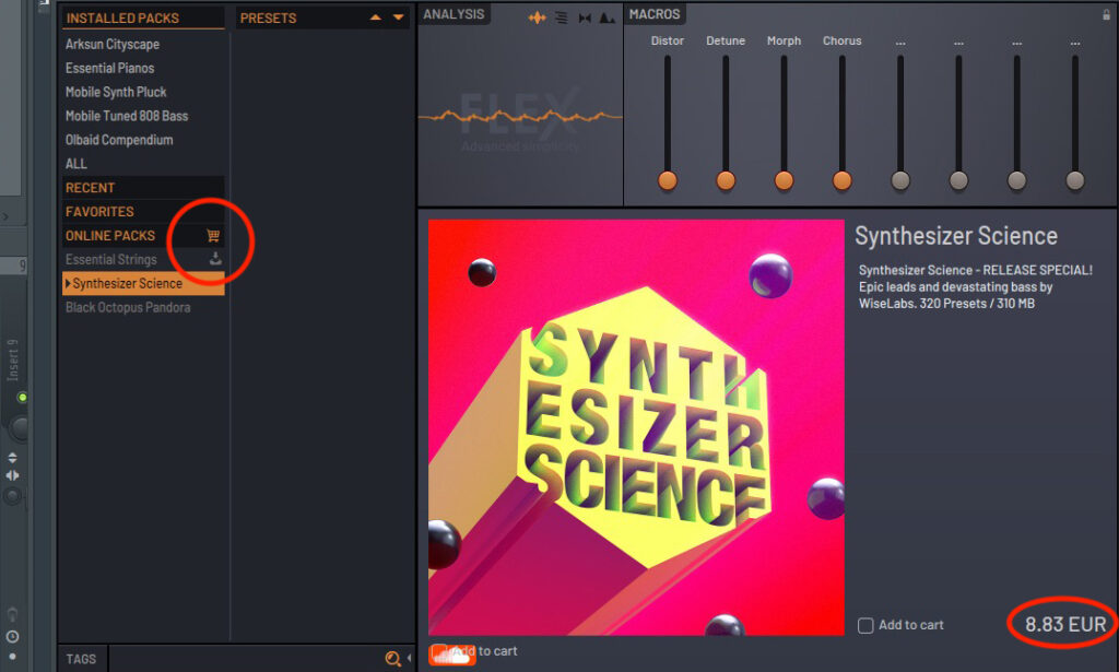 Mit weiteren Soundpacks lässt sich der Synth erweitern.