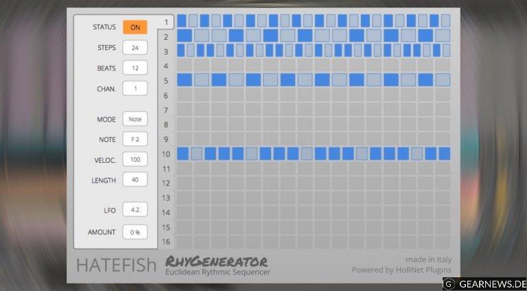 HoRNet HATEFISh RhyGenerator – das Euclidean Rhythm Generator Plug-in