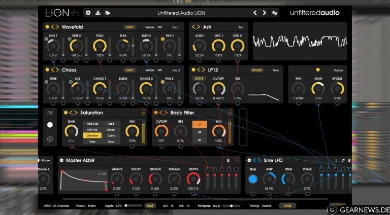 Unfiltered Audio Lion – modularer Software Synthesizer nach BYOME Art