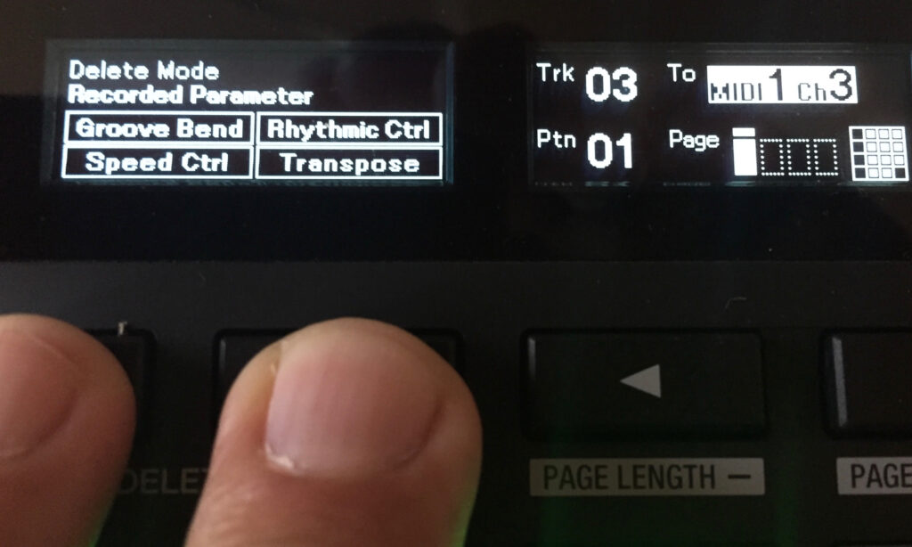 Der Delete Mode gestattet das selektive Löschen kompletter Patternverbiegefunktionen wie Groove Bend, Rhythmic Control, Speed Control und Transpose. (Foto: Christine Mangels)
