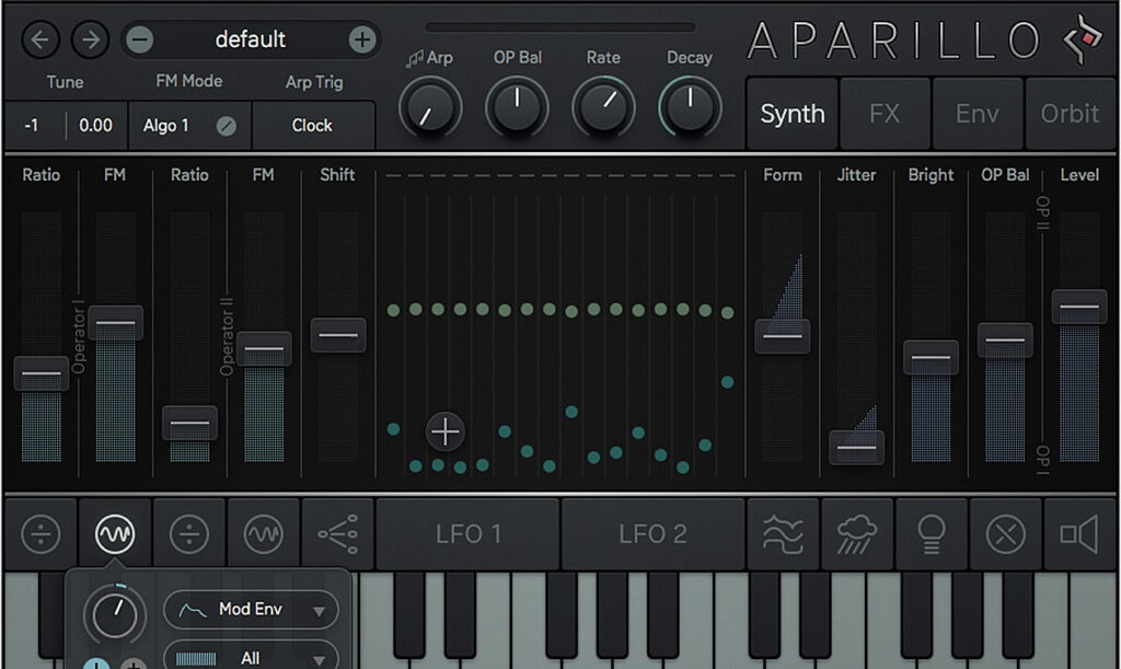 Der Aparillo von Sugar Bytes bietet einen erfrischenden Ansatz zum Klang und zur Soundprogrammierung der FM-Synthese. (Screenshot: Matthias Sauer)