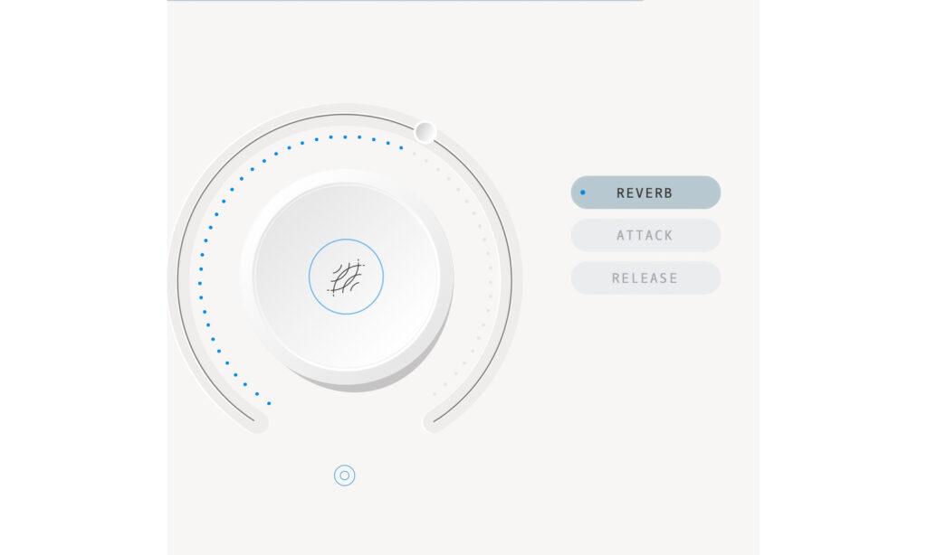 Über den im Fokus stehenden Regler im Kreisdesign können sowohl der Reverbanteil als auch die Attack- und die Releasezeiten angepasst werden.
