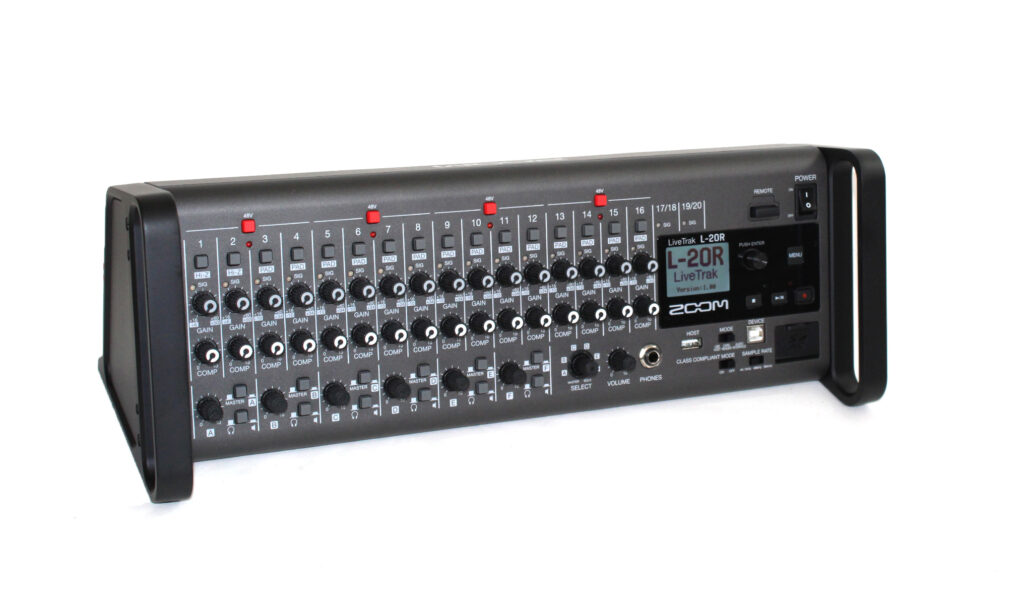 Digitaler 20-Kanal-Rackmixer, USB-Interface und SD-Card-Mehrspurrekorder: Zoom LiveTrak L-20R