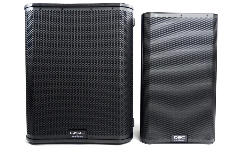 Der QSC KS118 Subwoofer und sein kleiner Partner, der QSC KS12.2 Fullrange-Topspeaker