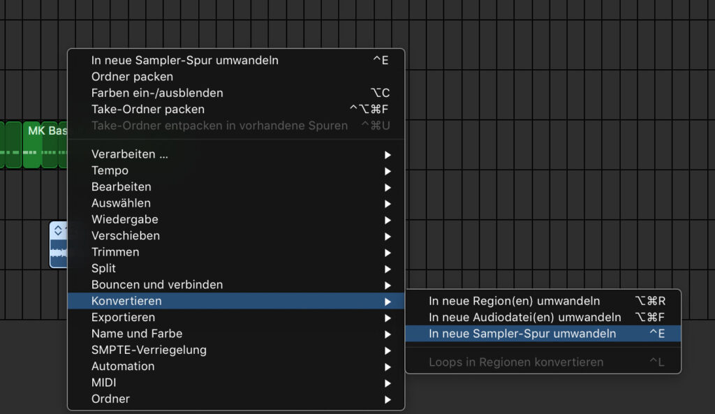 Eine Audioregion kannst du in eine Sampler-Spur umwandeln und so auch mit Touch Tracks verwenden.