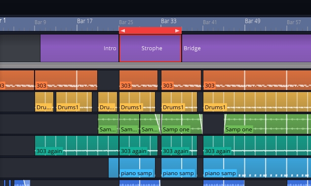 Der Arranger-Track macht grobe Eingriffe in das Arrangement schnell durchführbar.