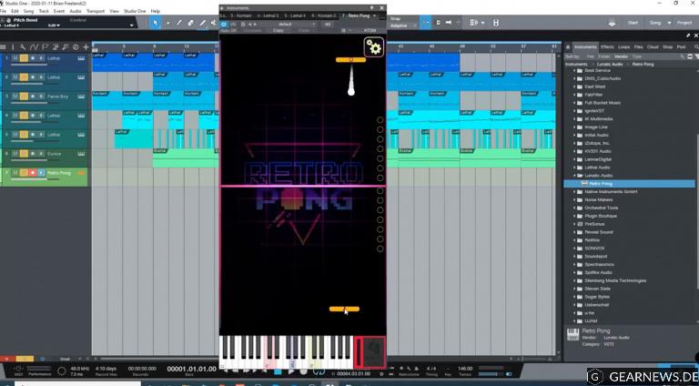 Freeware: Lunatic Audio bringt Kultspiel Retro Pong in die DAW