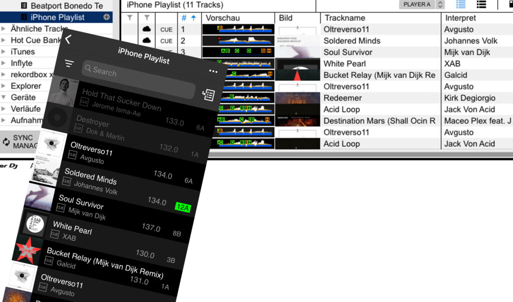 Playlisten auf dem iPhone erstellen, befüllen und zur Haupt-App rekordbox 6 übertragen ist eines der Killerfeatures der neuen rekordbox iOS3 App. Beatport Tracks werden leider nicht übernommen.